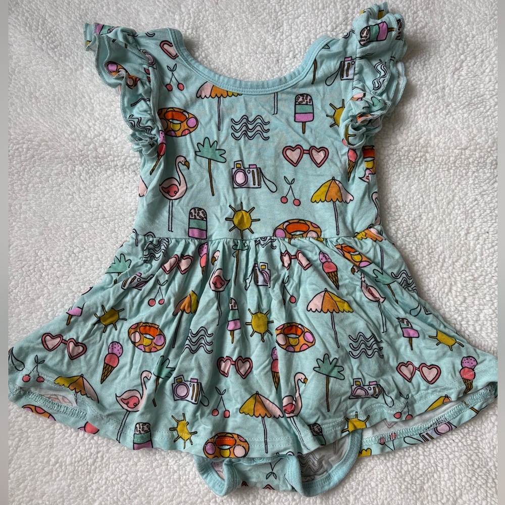 Little Sleepies Pool Party Twirl Dress with bodysuit